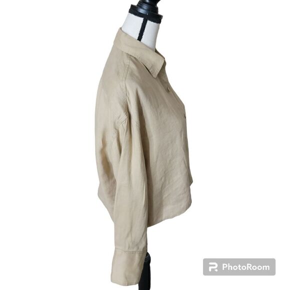 Zara Boxy Linen Button Up. Size M. - Picture 2 of 9